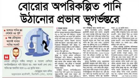 বোরোর অপরিকল্পিত পানি উঠানোর প্রভাব ভূগর্ভস্তরে