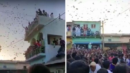 ভাতিজার বিয়ের খুশিতে ছাদ থেকে ফেলা হলো লাখ লাখ টাকা!