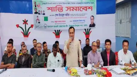 ঝিকরগাছায় স্বেচ্ছাসেবক লীগের শান্তি সমাবেশ