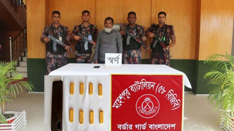 ঝিনাইদহে বিজিবির অভিযানে ৮ স্বর্ণের বার উদ্ধার: আটক ১