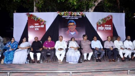 সম্মিলিত সাংস্কৃতিক জোট যশোর জেলার সভাপতি প্রয়াত অধ্যাপক সুকুমার দাসের স্মরণসভা অনুষ্ঠিত হয়