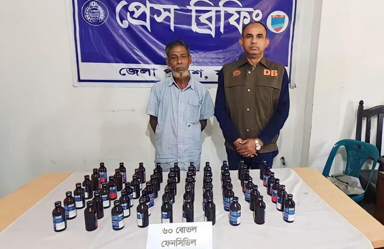 যশোরে ফেনসিডিলসহ মাদক বিক্রেতা আটক
