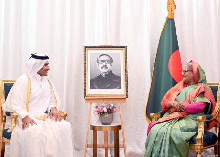 কাতারের প্রধানমন্ত্রীর সঙ্গে শেখ হাসিনার বৈঠক