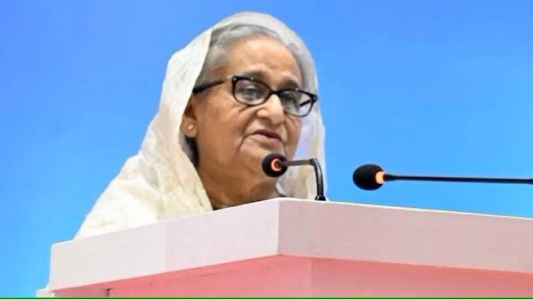 আজ শুক্রবার হজ কর্মসূচি-২০২৩ উদ্বোধনকালে বক্তব্য দিচ্ছেন প্রধানমন্ত্রী শেখ হাসিনা। ছবি: বাসস
