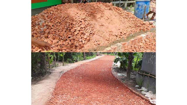 মণিরামপুরের কুলটিয়ায় রাস্তা নির্মাণে নিম্নমানের খোয়া ব্যবহারের অভিযোগ