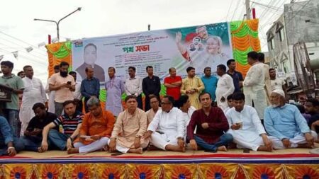 বেনাপোলে নৌকার নির্বাচনী পথসভায় একঝাঁক কেন্দ্রীয় যুবলীগ নেতা