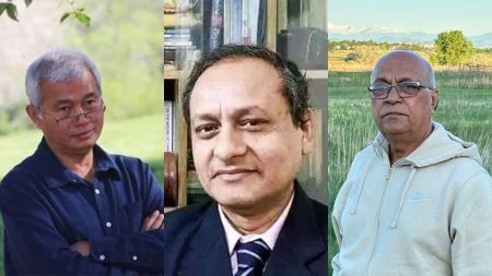 বাম থেকে-সুপ্রদীপ চাকমা, বিধান রঞ্জন রায় পোদ্দার ও ফারুক-ই-আযম