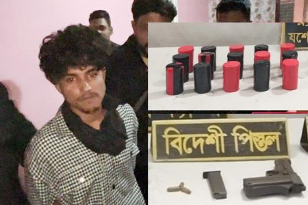 যশোরে সন্ত্রাসী ‘গোল্ডেন সাব্বির’ আটক, অস্ত্র ও ককটেল উদ্ধার